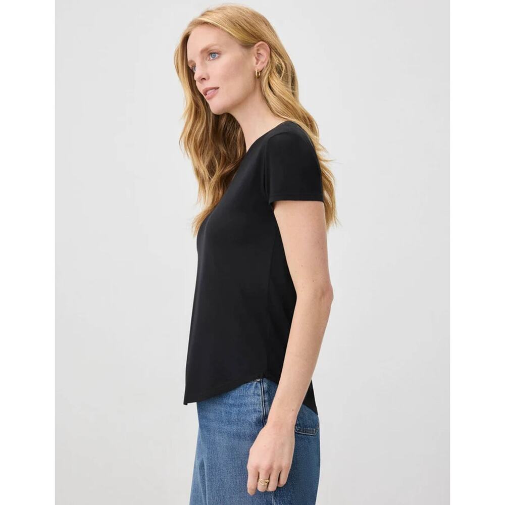 Splendid Women Black Supima Cotton / Modal Knit Abbie Basic Crewneck Tee Size S - Picture 2 of 9